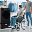 Pemberly Row All-in-One Washer Dryer in Black Steel - 15lb 110V + Pedestal