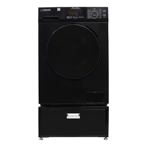 Pemberly Row All-in-One Washer Dryer in Black Steel - 15lb 110V + Pedestal