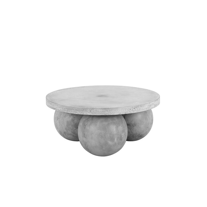 Pemberly Row Round Coffee Table Small In Light Grey Concrete