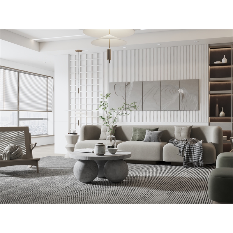 Pemberly Row Round Coffee Table Small In Light Grey Concrete