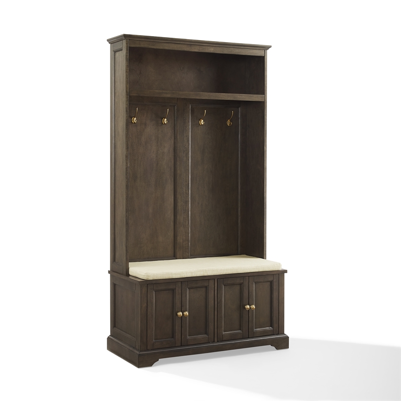 Pemberley Row Engineered Wood Coffee Hall Tree Rectangular Cushioned Bench