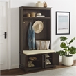 Pemberley Row Engineered Wood Coffee Hall Tree Rectangular Cushioned Bench