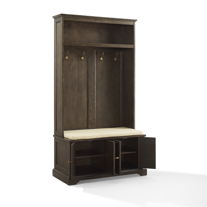 Pemberley Row Engineered Wood Coffee Hall Tree Rectangular Cushioned Bench