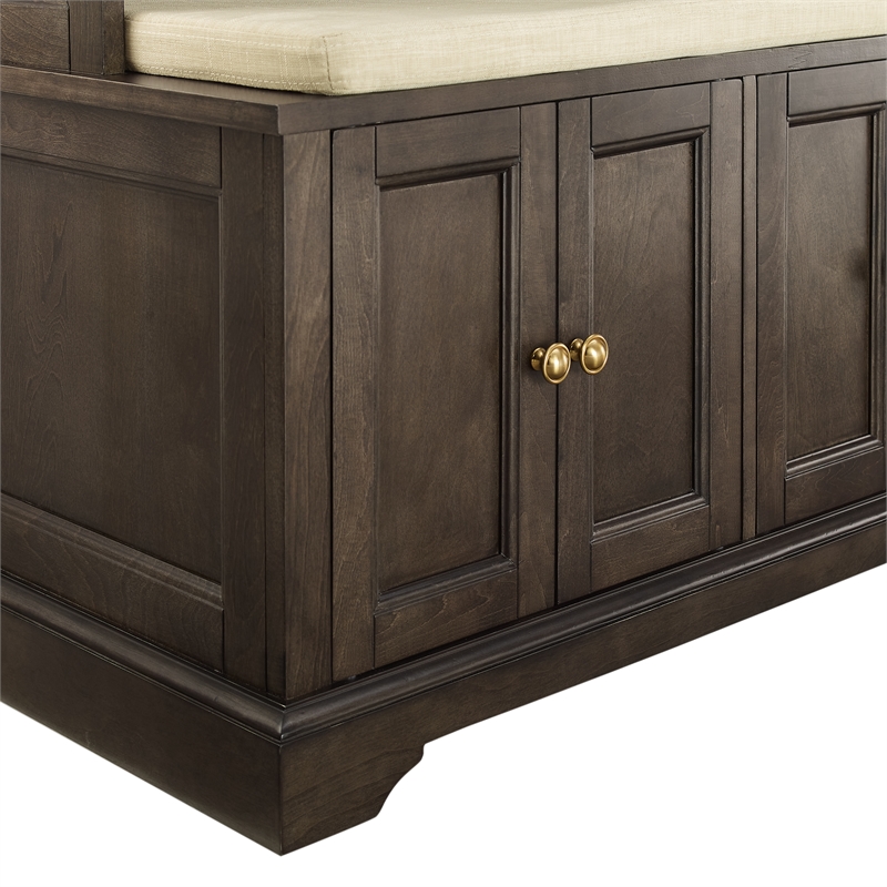 Pemberley Row Engineered Wood Coffee Hall Tree Rectangular Cushioned Bench