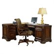 Pemberly Row Wood Executive L-Shaped Computer Desk in Mahogany