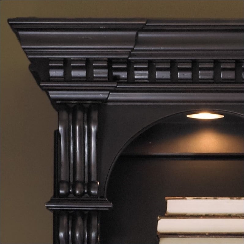 Pemberly Row Mission Wood 12-Shelf Bookcase with Bottom Storage in Black