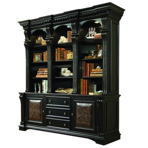 Pemberly Row Mission Wood 12-Shelf Bookcase with Bottom Storage in Black