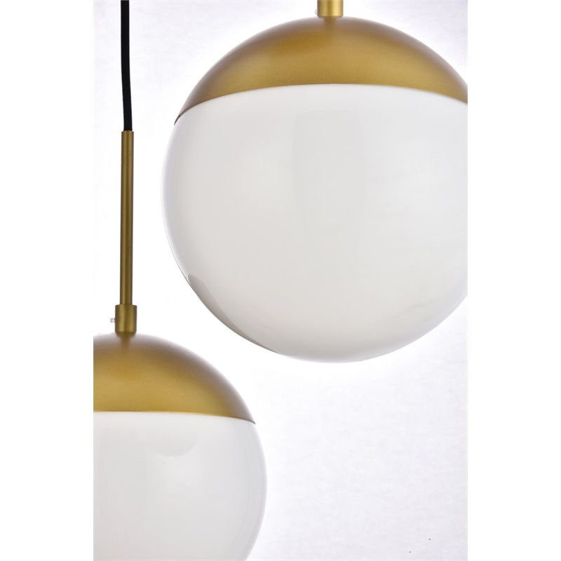 Pemberly Row 3-Light Metal & Glass Pendant in Brass/Frosted White