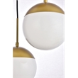 Pemberly Row 3-Light Metal & Glass Pendant in Brass/Frosted White