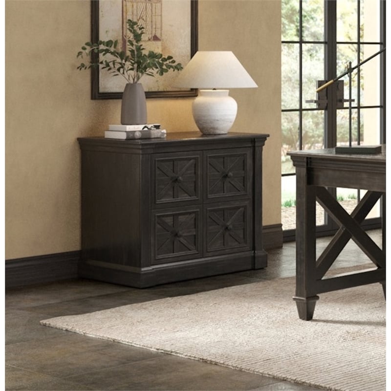 Pemberly Row Wood Office Lateral File Storage with File Drawer in Dark Brown