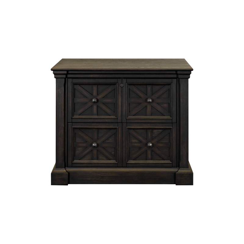 Pemberly Row Wood Office Lateral File Storage with File Drawer in Dark Brown