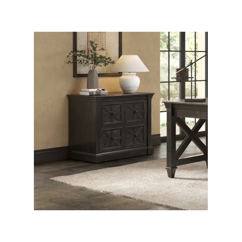 Pemberly Row Wood Office Lateral File Storage with File Drawer in Dark Brown