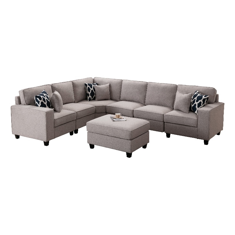 Pemberly Row Fabric Flexible Combination Module Reversible Sectional Sofa