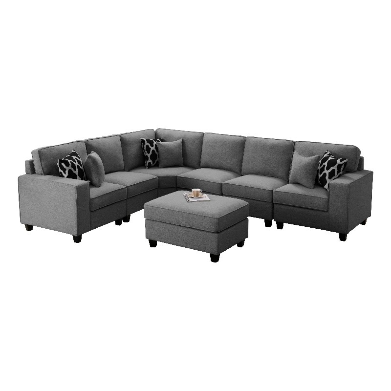 Pemberly Row Fabric Flexible Combination Module Reversible Sectional Sofa