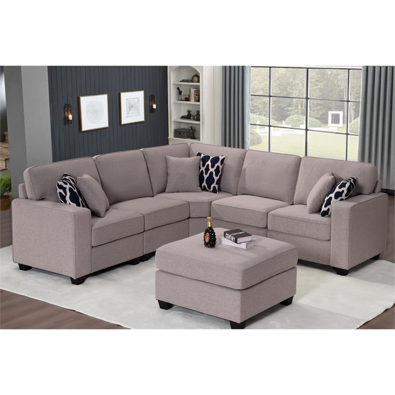 Pemberly Row Fabric Flexible Combination Module Reversible Sectional Sofa