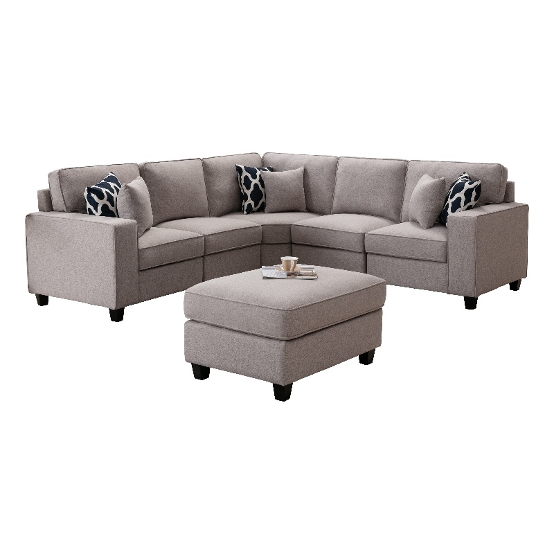 Pemberly Row Fabric Flexible Combination Module Reversible Sectional Sofa