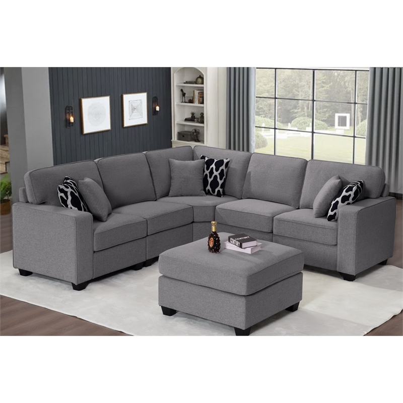 Pemberly Row Fabric Flexible Combination Module Reversible Sectional Sofa