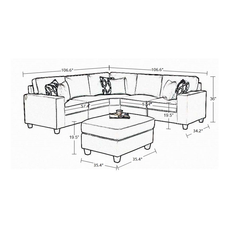 Pemberly Row Fabric Flexible Combination Module Reversible Sectional Sofa