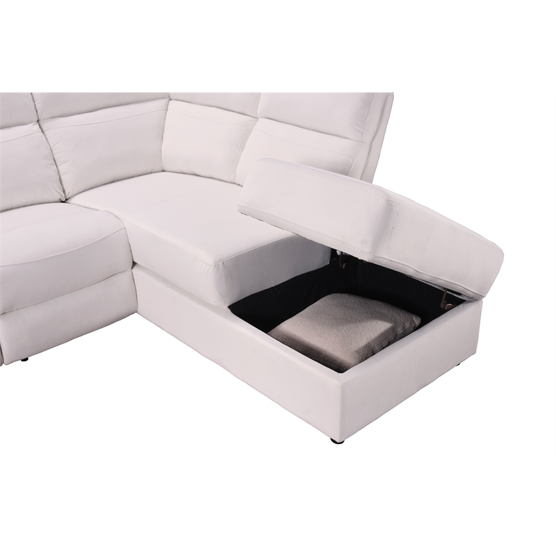 Pemberly Row 111.4'' Comfortable Recliner Sectional Storage Sofa in Beige