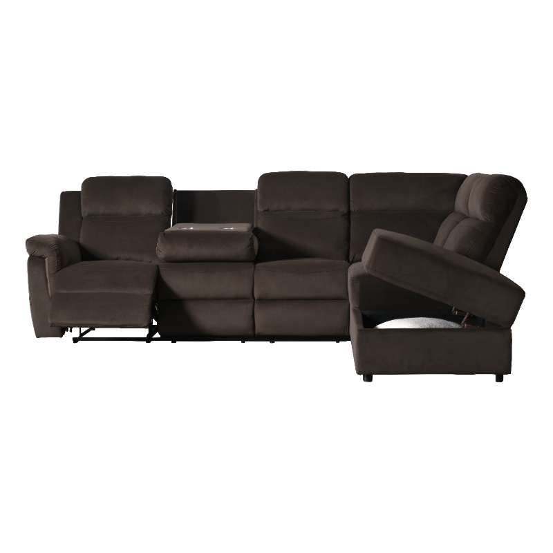Pemberly Row 111.4'' Comfortable Recliner Sectional Storage Sofa in Brown