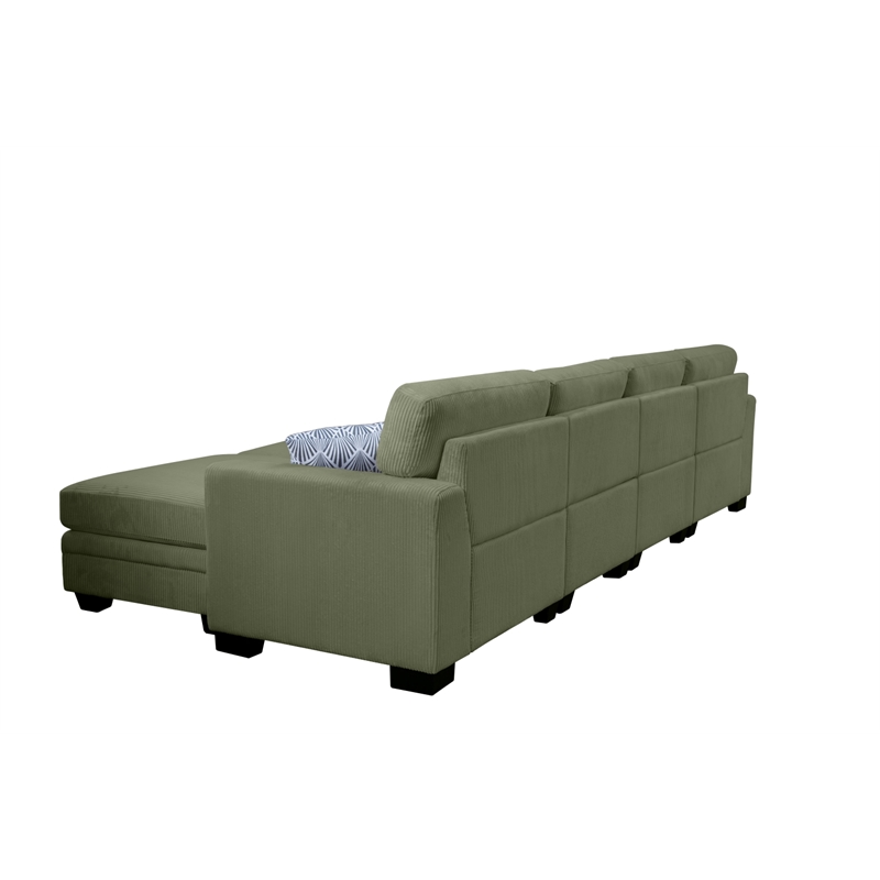 Pemberly Row 6 PCS Corduroy Flexible Combination Sectional Sofa in Olive