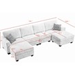 Pemberly Row 6 PCS Corduroy Flexible Combination Sectional Sofa in Cream