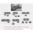 Pemberly Row 6 PCS Corduroy Flexible Combination Sectional Sofa in Dark Gray