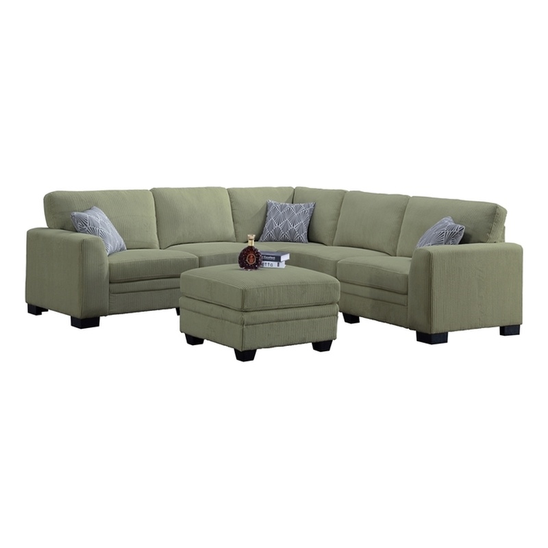 Pemberly Row 6 PCS Corduroy Flexible Combination Sectional Sofa in Olive