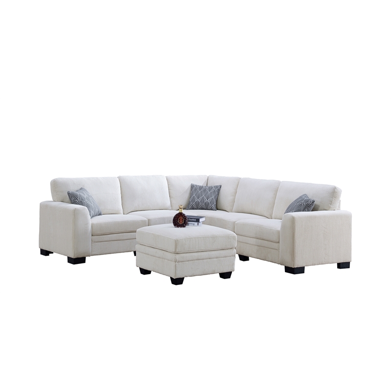 Pemberly Row 6 PCS Corduroy Flexible Combination Sectional Sofa in Cream
