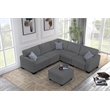 Pemberly Row 6 PCS Corduroy Flexible Combination Sectional Sofa in Dark Gray