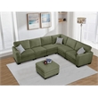 Pemberly Row 7 PCS Corduroy Flexible Combination Sectional Sofa in Olive