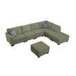 Pemberly Row 7 PCS Corduroy Flexible Combination Sectional Sofa in Olive
