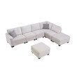 Pemberly Row 7 PCS Corduroy Flexible Combination Sectional Sofa in Cream