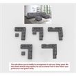 Pemberly Row 7 PCS Corduroy Flexible Combination Sectional Sofa in Dark Gray