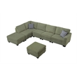 Pemberly Row 7 PCS Corduroy Flexible Combination Sectional Sofa in Olive