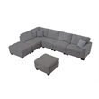 Pemberly Row 7 PCS Corduroy Flexible Combination Sectional Sofa in Dark Gray