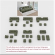 Pemberly Row 8 PCS Corduroy Flexible Combination Sectional Sofa in Olive