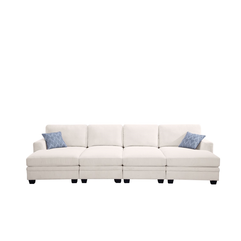 Pemberly Row 8 PCS Corduroy Flexible Combination Sectional Sofa in Cream