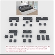 Pemberly Row 8 PCS Corduroy Flexible Combination Sectional Sofa in Dark Gray