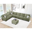 Pemberly Row 8 PCS Corduroy Flexible Combination Sectional Sofa in Olive