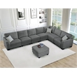 Pemberly Row 8 PCS Corduroy Flexible Combination Sectional Sofa in Dark Gray