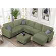 Pemberly Row 8 PCS Corduroy Flexible Combination Sectional Sofa in Olive
