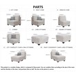 Pemberly Row 9 PCS Corduroy Flexible Combination Sectional Sofa in Cream