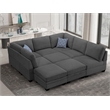 Pemberly Row 9 PCS Corduroy Flexible Combination Sectional Sofa in Dark Gray