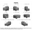 Pemberly Row 10 PCS Corduroy Flexible Combination Sectional Sofa in Dark Gray
