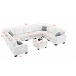 Pemberly Row 10 PCS Corduroy Flexible Combination Sectional Sofa in Dark Gray