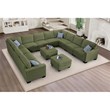 Pemberly Row 13 PCS Corduroy Flexible Combination Sectional Sofa in Olive