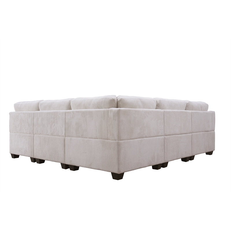 Pemberly Row 16 PCS Corduroy Flexible Combination Sectional Sofa in Cream