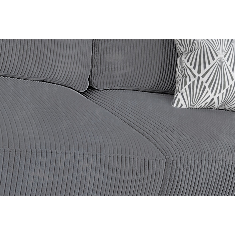 Pemberly Row 16 PCS Corduroy Flexible Combination Sectional Sofa in Dark Gray