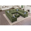 Pemberly Row 11 PCS Corduroy Flexible Combination Sectional Sofa in Olive